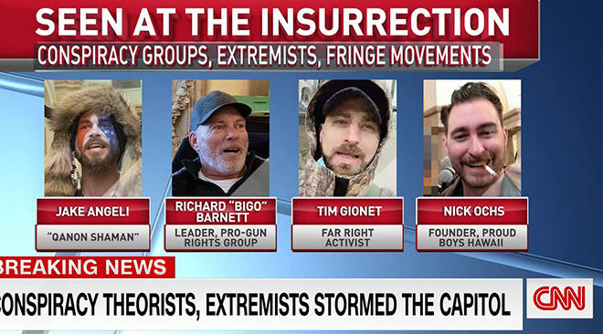 COURTESY CNN
                                This screenshot from a CNN report identifies Nicholas Ochs of Hawaii and three other men who were inside the Capitol during Wednesday’s riot.