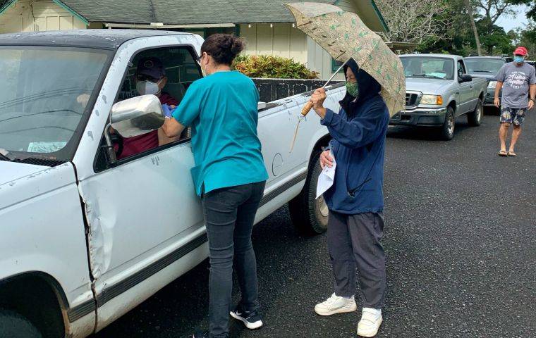 COURTESY HAWAII DEPARTMENT OF HEALTH
                                Dr. Glenn Wasserman, DOH chief of the Communicable Disease and Public Health Nursing Division, and two public health nurses flew to Kalaupapa Airport on Monday to administer Moderna vaccines to the community with fewer than 100 residents.