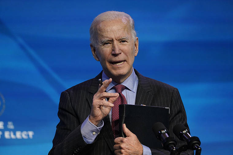 ASSOCIATED PRESS / JAN. 8
                                President-elect Joe Biden speaks during an event at The Queen theater in Wilmington, Del.