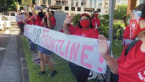 CRAIG T. KOJIMA / DEC. 2
                                Nurses at Kapiolani Medical Center for Women & Children say they are ready to take a strike authorization vote starting Thursday. Nurses picket at the medical center ahead of the expiration of a union contract.
