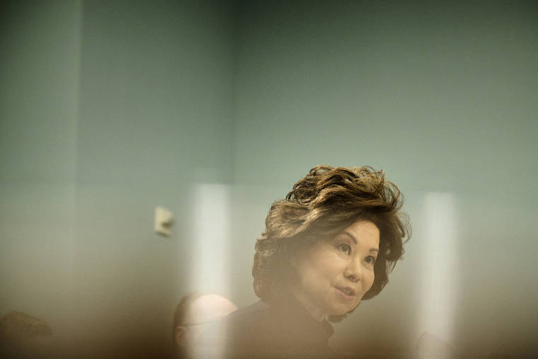 NEW YORK TIMES / 2020
                                Elaine Chao, the former transportation secretary, on Capitol Hill in Washington.