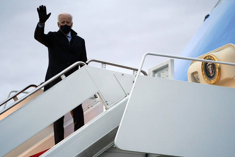 ASSOCIATED PRESS
                                President Joe Biden boards Air Force One for a trip to Milwaukee to participate in a town hall event today at Andrews Air Force Base, Md.