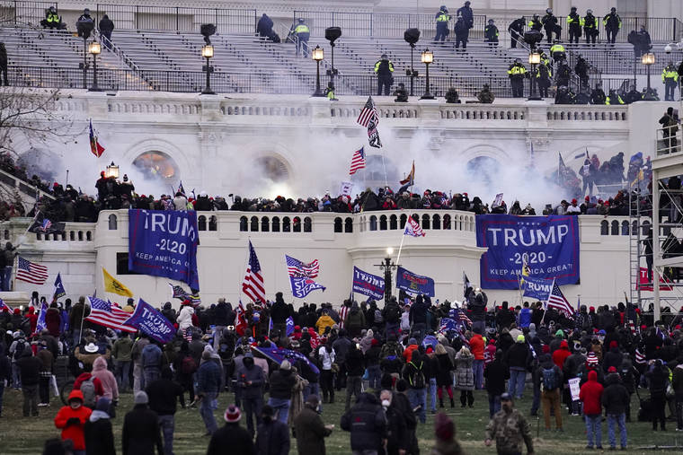 ASSOCIATED PRESS
                                Violent protesters stormed the U.S. Capitol, Jan. 6, in Washington. Six more people linked to the far-right Oath Keepers militia group have been indicted on charges that they planned and coordinated with one another in the attack on the U.S. Capitol, authorities said today.