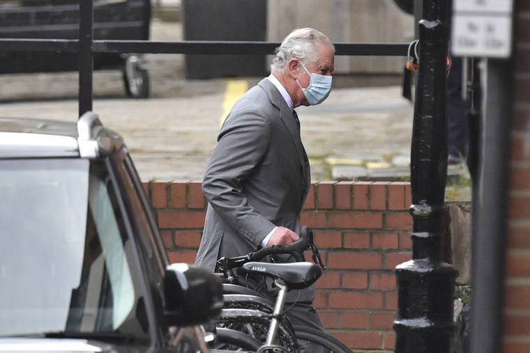 DOMINIC LIPINSKI/PA VIA AP
                                Britain’s Prince Charles arrives at the King Edward VII’s hospital in London to visit his father Prince Philip. Buckingham Palace said the husband of Queen Elizabeth II, 99-year-old Prince Philip was admitted to the private King Edward VII Hospital on Tuesday evening after feeling unwell.