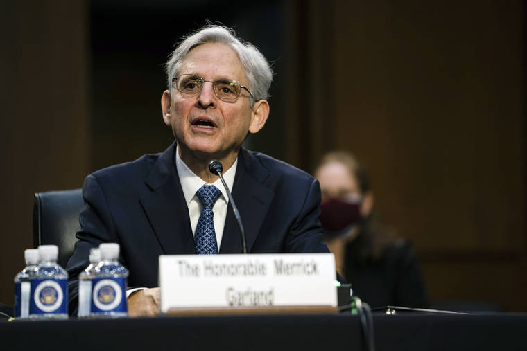 DEMETRIUS FREEMAN/THE WASHINGTON POST VIA ASSOCIATED PRESS
                                Judge Merrick Garland, nominee to be Attorney General, testified at his confirmation hearing before the Senate Judiciary Committee, today, on Capitol Hill in Washington.