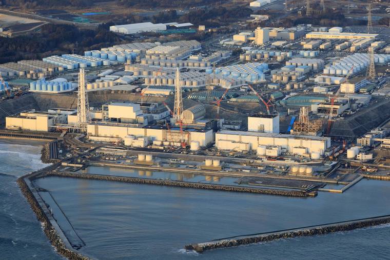 HIRONORI ASAKAWA/KYODO NEWS VIA ASSOCIATED PRESS
                                This aerial photo shows the Fukushima Dai-ichi nuclear power plant operated by Tokyo Electric Power Company (TEPCO) in Okuma town, Fukushima prefecture, northeastern Japan, on Feb. 14, a day after a strong earthquake.