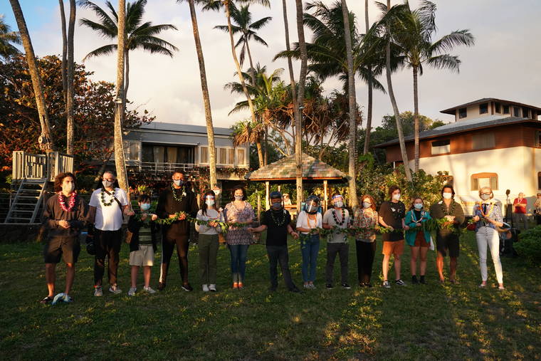 COURTESY DISNEY
                                Cast and crew members gathered Monday in Waimanalo at a blessing which marked the start of filming for the new Disney+ show “Doogie Kamealoha, M.D.”