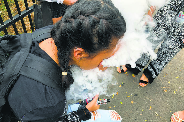 COURTESY HAWAI‘I PUBLIC HEALTH INSTITUTE
                                State health officials say the alarming trend of teen and youth vaping is expected to worsen because vaping juices come in fun flavors and e-cigarette devices are becoming more sophisticated and easier to conceal.