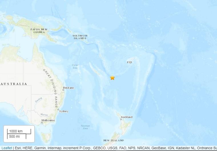 2nd strong earthquake strikes today from the Loyalty Islands;  no tsunami threat to Hawaii