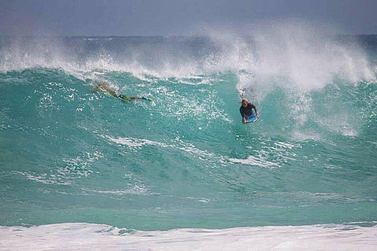 COURTESY ROB TRANTHAM
                                Stabbing victim Parker John Trantham bodyboards at Makapuu on an unknown date.