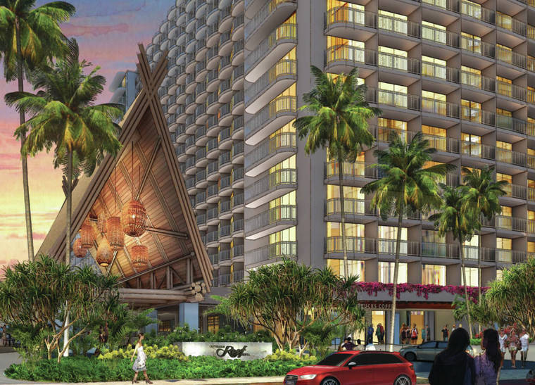 COURTESY OUTRIGGER
                                An artist’s rendering shows the revitalized entrance of the Outrigger Reef Waikiki Beach Resort.