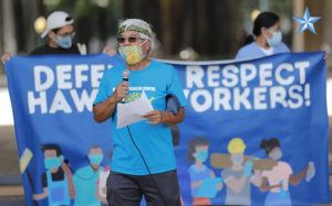 Hawaii workers rally at the state Capitol to protest unprocessed unemployment claims