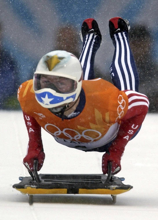 ASSOCIATED PRESS
                                Jimmy Shea of the United States pushed off during the men’s skeleton final, in Feb. 2002, at the 2002 Salt Lake City Winter Olympics on his way to winning a gold medal in Park City, Utah. Shea was charged with sexual abuse of a child in Utah.