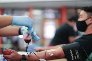 JAMM AQUINO / 2020
                                Blood collection specialist Val Blackman collects blood for plasma from a donor who did not want to be identified on October 30 at the Blood Bank of Hawaii in Honolulu, Hawaii.