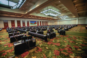 STAR-ADVERTISER / APRIL 2020
                                Hawaii’s labor department set up a call center at the Hawai‘i Convention Center last year to handle the surge in unemployment claims. The facility has charged the state several million dollars for its use. Work stations were set up last year to process claims.
