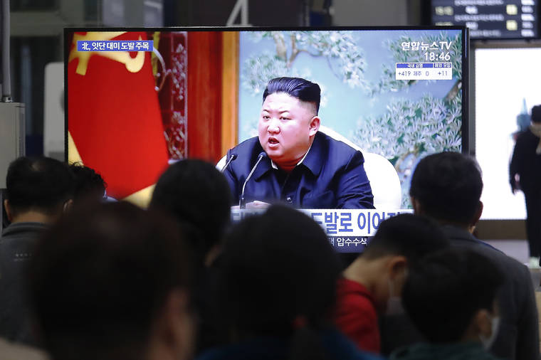 ASSOCIATED PRESS
                                People watch a TV showing a file image of North Korean leader Kim Jong Un during a news program at the Suseo Railway Station in Seoul, South Korea, Thursday.