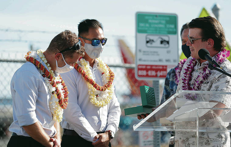 Mokulele Airlines pilots Capt. Justin Constantino and First Officer Jeremy Delia honored for ocean rescue near Lanai