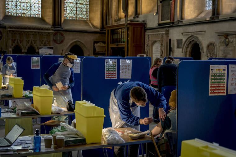 NEW YORK TIMES / JANUARY 23
                                A mass vaccination site at the Cathedral in Salisbury, England.