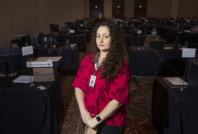 STAR-ADVERTISER
                                Dr. Emily Roberson stood in the room where contact tracers worked at the Hawai’i Convention Center on Sept. 11, 2020. Roberson, who was hired in July to oversee the state Department of Health’s COVID-19 contact tracing program and restore public trust in state government efforts to bring the pandemic under control, has resigned.