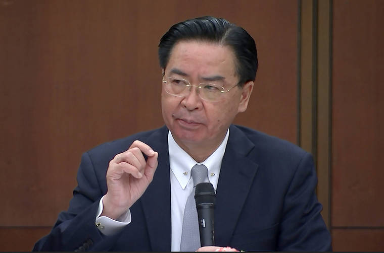 ASSOCIATED PRESS
                                Taiwanese Foreign Minister Joseph Wu speaks during a briefing today in Taipei, Taiwan.