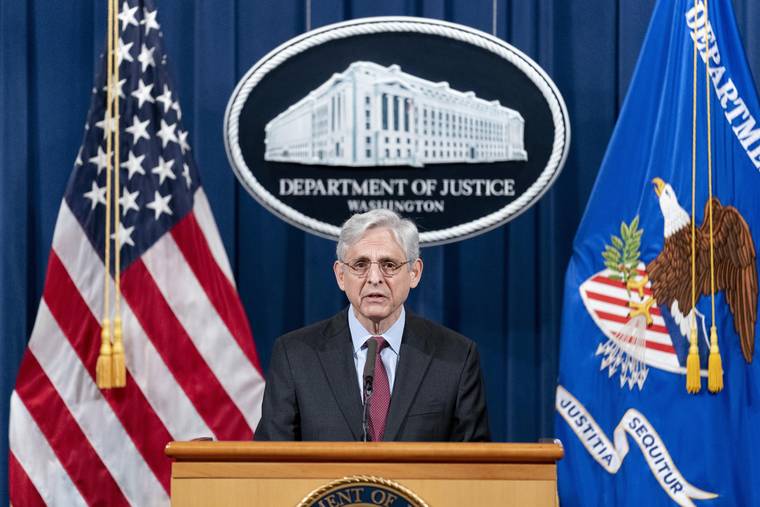 ASSOCIATED PRESS
                                Attorney General Merrick Garland spoke about a jury’s verdict in the case against former Minneapolis Police Officer Derek Chauvin in the death of George Floyd, at the Department of Justice, today, in Washington.