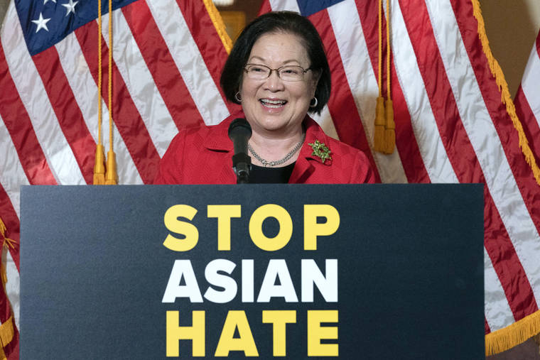 ASSOCIATED PRESS
                                Sen. Mazie Hirono, D-Hawaii, spoke, Tuesday, during a news conference on Capitol Hill, in Washington.