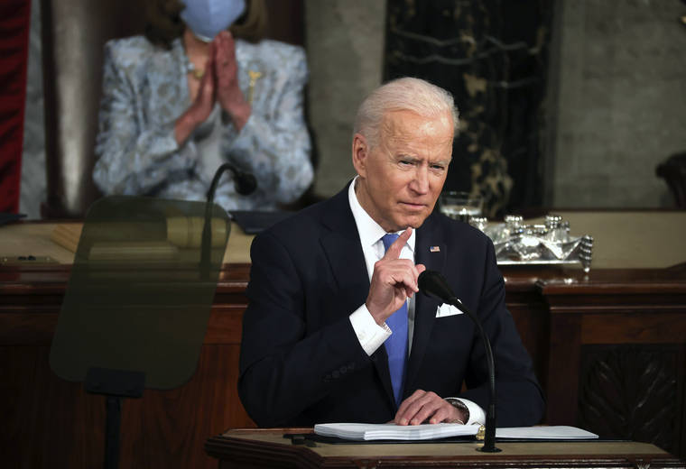 POOL VIA AP
                                President Joe Biden addresses a joint session of Congress.