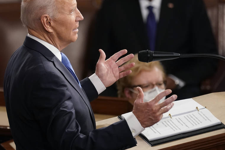 ASSOCIATED PRESS
                                President Joe Biden speaks to a joint session of Congress in the House Chamber at the U.S. Capitol in Washington.