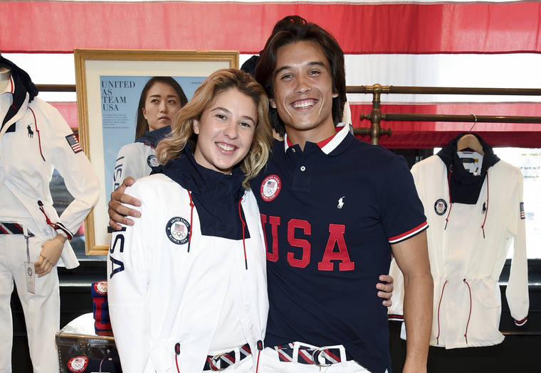 INVISION/AP
                                Skateboaders Jordyn Barratt, left, and Heimana Reynolds participate in the Team USA Tokyo Olympic closing ceremony uniform unveiling at the Ralph Lauren SoHo Store on Tuesday in New York. Ralph Lauren is an official outfitter of the 2021 U.S. Olympic Team.