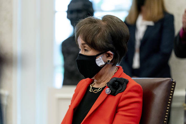 ASSOCIATED PRESS
                                Rep. Doris Matsui, D-Calif., attends a meeting with President Joe Biden and other members of the Congressional Asian Pacific American Caucus Executive Committee in the Oval Office at the White House in Washington on April 15.