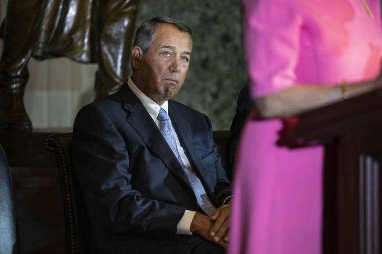 NEW YORK TIMES / 2019
                                Former Speaker of the House John Boehner (R-Ohio) during the unveiling of his official portrait at the Capitol in Washington.
