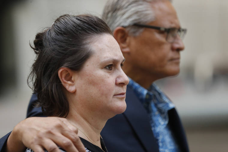 CINDY ELLEN RUSSELL / 2019
                                Katherine and Louis Kealoha walked toward Queen Street after leaving federal court.