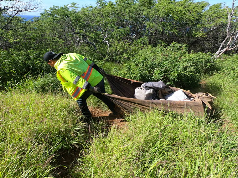 DLNR
                                Department of Land and Natural Resources crews cleared 30 campsites from Diamond Head over the past week.
