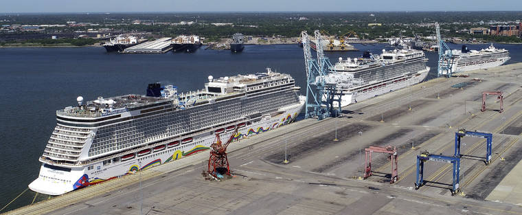ASSOCIATED PRESS
                                Norwegian cruise ships are docked at Portsmouth Marine Terminal in Portsmouth, Va., on Tuesday.
