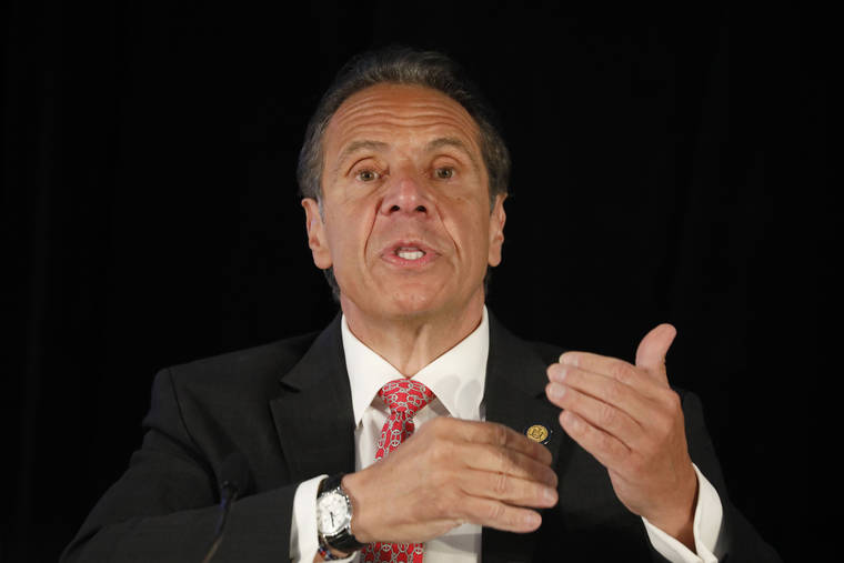 DEREK GEE/THE BUFFALO NEWS VIA ASSOCIATED PRESS
                                New York Gov. Andrew Cuomo spoke during a press conference, May 12, at Sahlen Field in Buffalo, N.Y., where the Toronto Blue Jays are scheduled to play several home games due to restrictions in cross-border travel between the U.S. and Canada.