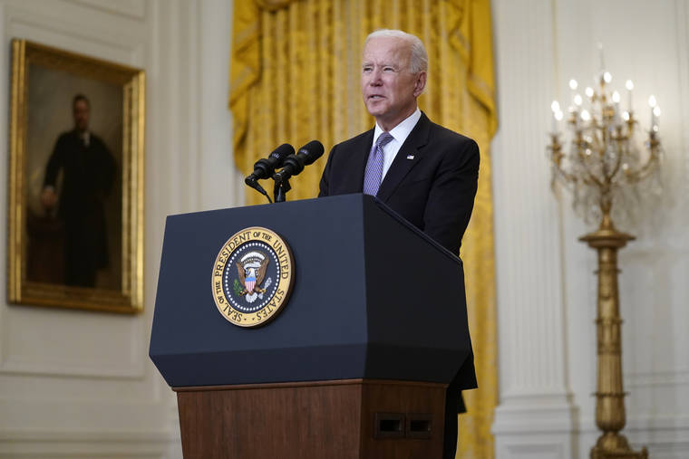 ASSOCIATED PRESS
                                President Joe Biden speaks about distribution of COVID-19 vaccines, in the East Room of the White House on Monday in Washington. The Biden administration announced Tuesday, May 18 it would repeal the changes made by the Trump administration to an important law made to stop banks from discriminating against racial minorities and the poor.