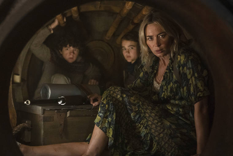 PARAMOUNT PICTURES VIA AP
                                This image released by Paramount Pictures shows, from left, Noah Jupe, Millicent Simmonds and Emily Blunt in a scene from “A Quiet Place Part II.”