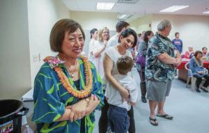 STAR-ADVERTISER / 2020
                                Colleen Hanabusa announces her candidacy for the Honolulu mayoral race and opens her campaign headquarters in Kalihi on Feb. 29, 2020.