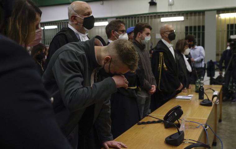 ASSOCIATED PRESS
                                Finnegan Lee Elder listened as the verdict was read, today, in the trial for the slaying of an Italian plainclothes police officer in summer 2019, in Rome.