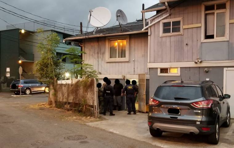 HONOLULU POLICE DEPARTMENT
                                Officers of the District 5 Crime Reduction Unit executed a search warrant at a Kalihi game room Wednesday sometime before 7:15 p.m.
