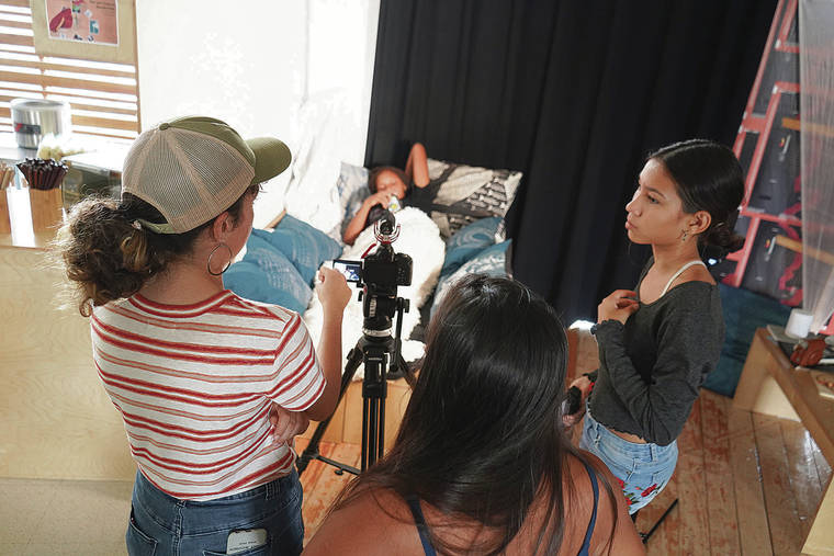 COURTESY HAWAI‘I WOMEN IN FILMMAKING
                                Students learn to write, shoot and edit a short film during the Hawai‘i Women in Filmmaking’s weeklong Reel Camps for Girls.