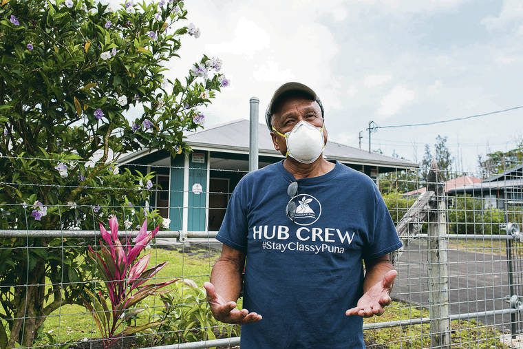 RONIT FAHL / SPECIAL TO THE STAR-ADVERTISER
                                Howard Konanui, 66, stood in front of his former home on Moku Street on Wednesday as he described the sights and sounds of the eruption that began May 3, 2018.