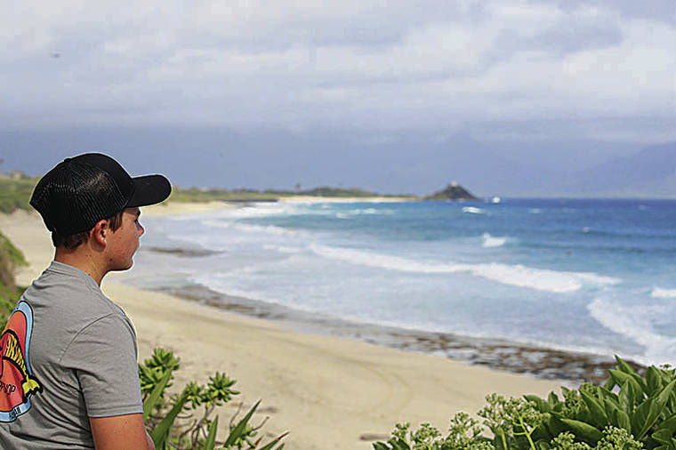 JAMM AQUINO/JAQUINO@STARADVERTISER.COM
                                Shark attack victim Parker Blanchette, 14, looks out toward the spot where he was bitten by a 5-foot shark May 3 at North Beach on Marine Corps Base Hawaii in Kaneohe. Blanchette received over a hundred stitches but is eager to return to the ocean.