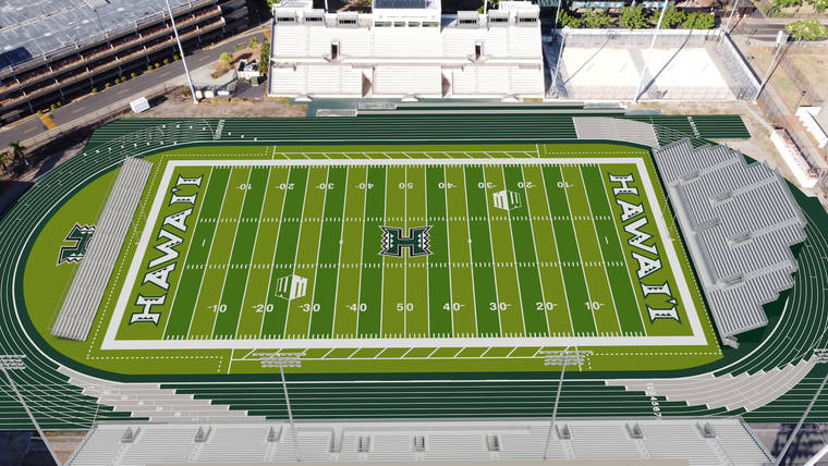 Courtesy University of Hawaii athletics
                                This is a rendering of the football field in the Clarence T.C. Ching Athletic Complex on the lower campus of the University of Hawaii.