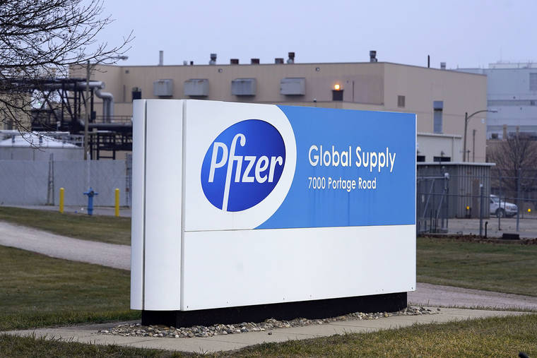 ASSOCIATED PRESS
                                The Pfizer Global Supply Kalamazoo manufacturing plant was shown, Dec. 11, in Portage, Mich..