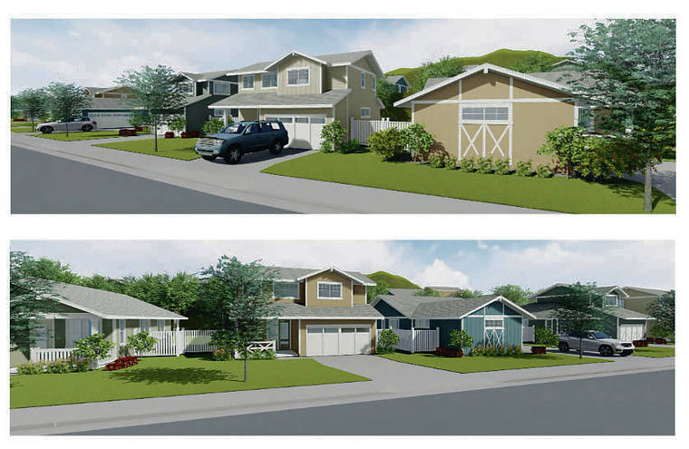 COURTESY DEPARTMENT OF HAWAIIAN HOME LANDS
                                A rendering for the master-planned Villages of La‘i ‘Opua community in Keala­kehe on the Big Island showcases the houses currently under construction.