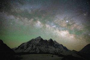 ASSOCIATED PRESS / 2019
                                The Milky Way galaxy will be visible in the clear night sky in July; binoculars will help bring details like stars, nebulae and other astronomical objects into focus. The Milky Way glows above the Bhagirathi peaks in the northern Indian state of Uttarakhand.