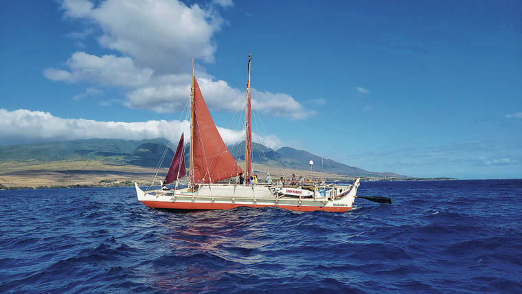 POLYNESIAN VOYAGING SOCIETY
                                Hokulea training off the coast of Lahaina, Maui.
