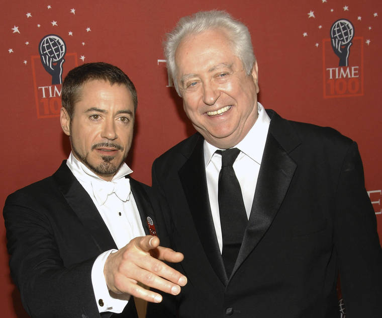 ASSOCIATED PRESS
                                Actor Robert Downey Jr., left, and his father Robert Downey Sr. arrived at Time’s 100 Most Influential People in the World Gala in New York in May 2008. Downey Sr., the accomplished countercultural filmmaker, actor and father of superstar Robert Downey Jr., has died. He was 85.