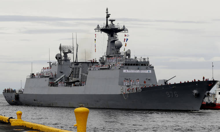 ASSOCIATED PRESS
                                South Korean navy destroyer, the Munmu The Great, prepared to dock, in September 2019, at the Manila South Harbor for a three-day port call off Manila. South Korea’s prime minister on Tuesday apologized for “failing to carefully take care of the health” of hundreds of sailors who contracted the coronavirus on a navy ship taking part in an anti-piracy mission off East Africa.
